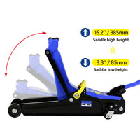 Floor Jack, 2 Ton Low Profile Floor Jack, Heav Yduty Steel Racing Floor Jack With Single Piston Quicklift Pump, Floor Jack Lifting Range 3.3" 15.2" Black Blue Steel