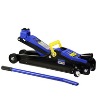 Floor Jack, 2 Ton Low Profile Floor Jack, Heav Yduty Steel Racing Floor Jack With Single Piston Quicklift Pump, Floor Jack Lifting Range 3.3" 15.2" Black Blue Steel