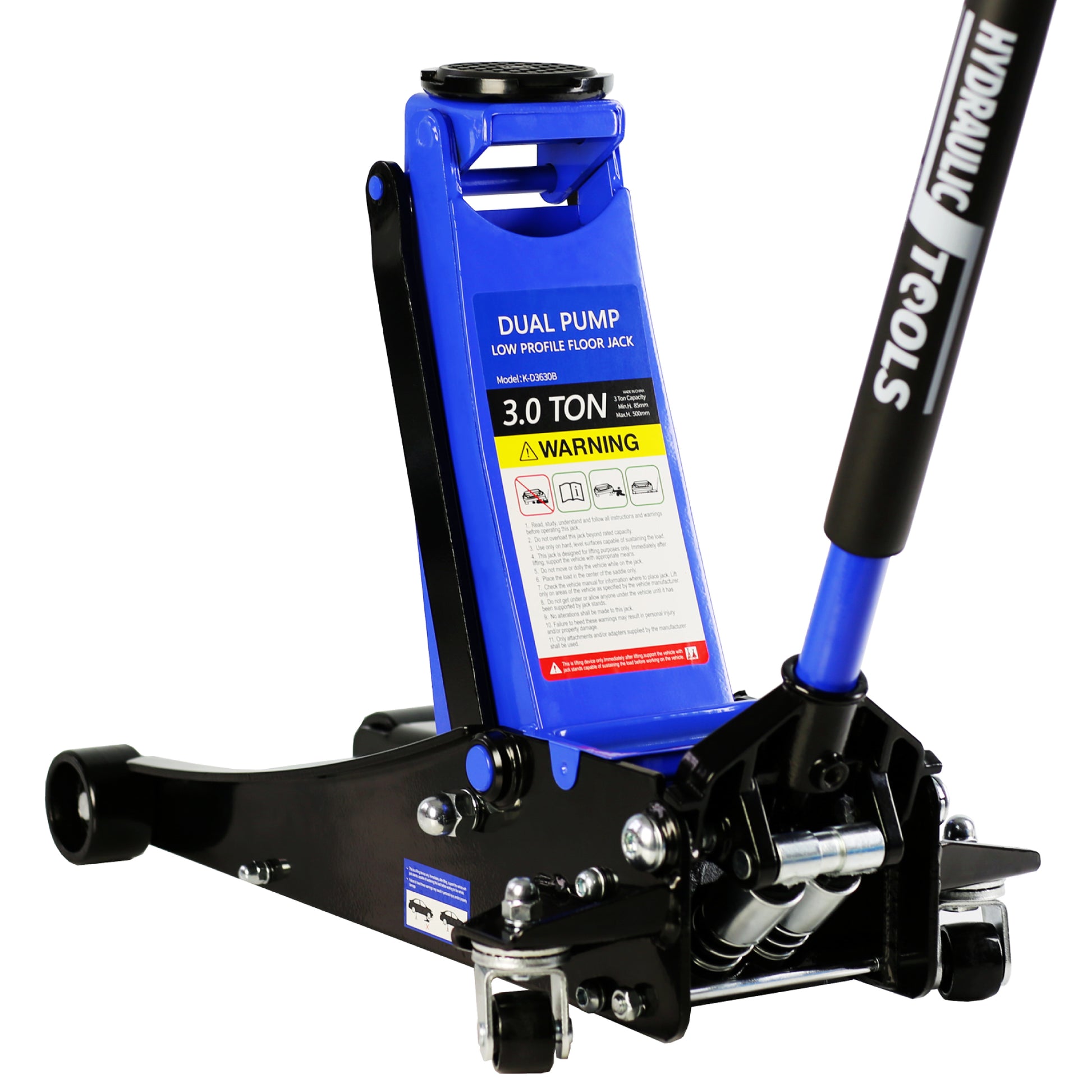 3T Low Profile Jack, Blue And Black, Ultra Low Floor Jack With Dual Pistons Quick Lift Pump, Car Jack Hydraulic Autolifts For Home Garage, Truck Jack Hydraulic Lifting Range 3.3" 19.7" Black Blue Steel