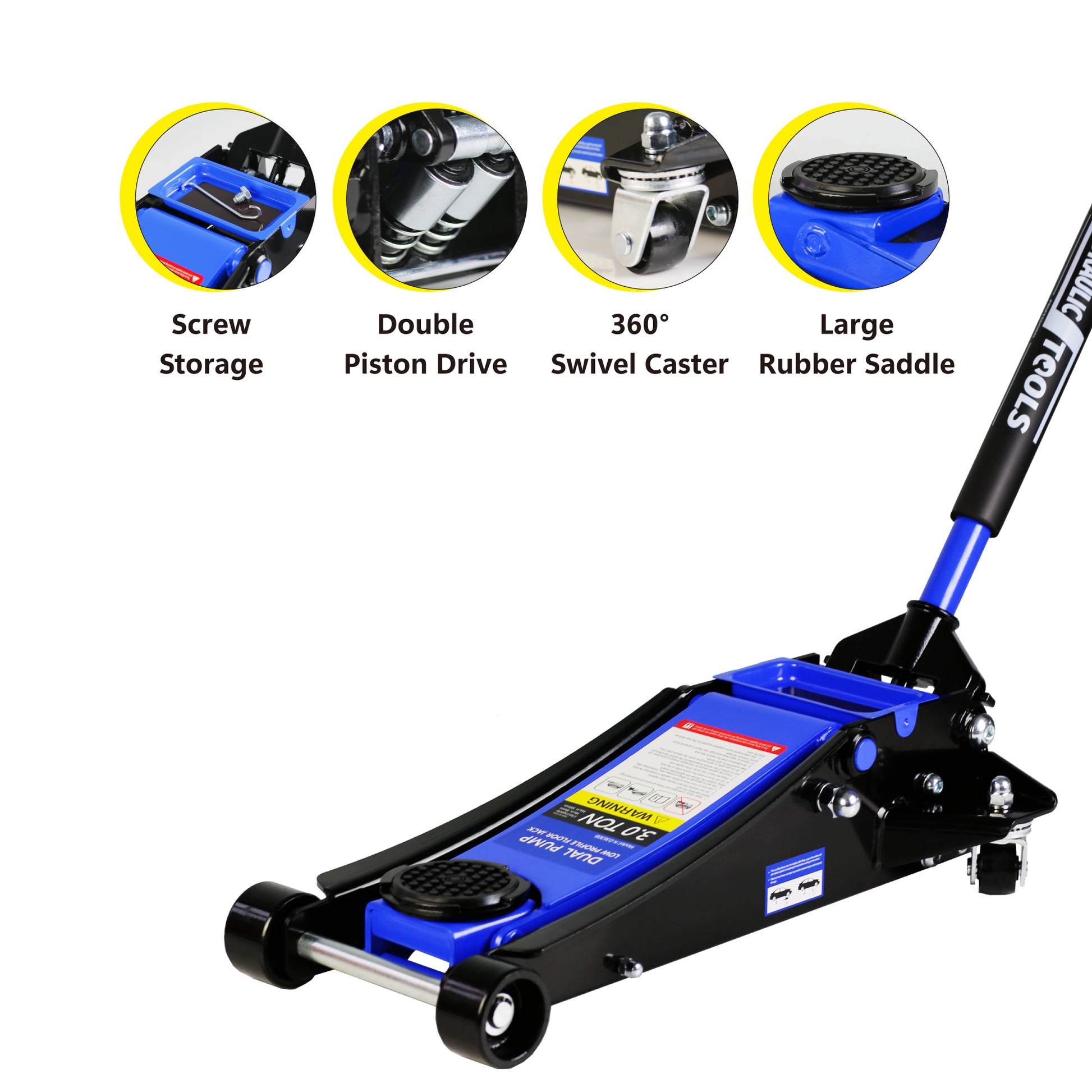 3T Low Profile Jack, Blue And Black, Ultra Low Floor Jack With Dual Pistons Quick Lift Pump, Car Jack Hydraulic Autolifts For Home Garage, Truck Jack Hydraulic Lifting Range 3.3" 19.7" Black Blue Steel