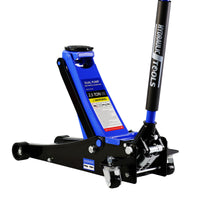 2.5 Ton Low Profile Floor Jack, Steel Racing Floor Jack With Dual Pistons Quick Lift Pump, Hydraulic Floor Jack Lifting Range 3.5" 19.5" Black Blue Steel