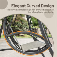 3 Seat Patio Swing Chair, Outdoor Porch Swing With Adjustable Canopy And Durable Steel Frame, Patio Swing Glider For Garden, Deck, Porch, Backyard Dark Brown Steel