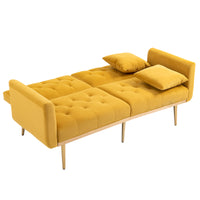 Coolmore Velvet Sofaaccent Sofa .Seat Sofa With Metal Feet Mustard Polyester