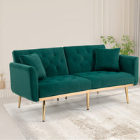 Coolmore Velvet Sofaaccent Sofa .Seat Sofa With Metal Feet Green Polyester