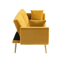 Coolmore Velvet Sofaaccent Sofa .Seat Sofa With Metal Feet Mustard Polyester