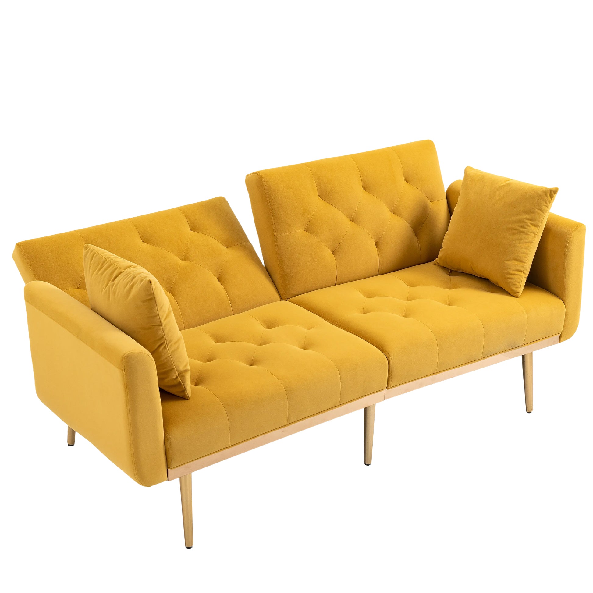 Coolmore Velvet Sofaaccent Sofa .Seat Sofa With Metal Feet Mustard Polyester