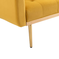 Coolmore Velvet Sofaaccent Sofa .Seat Sofa With Metal Feet Mustard Polyester