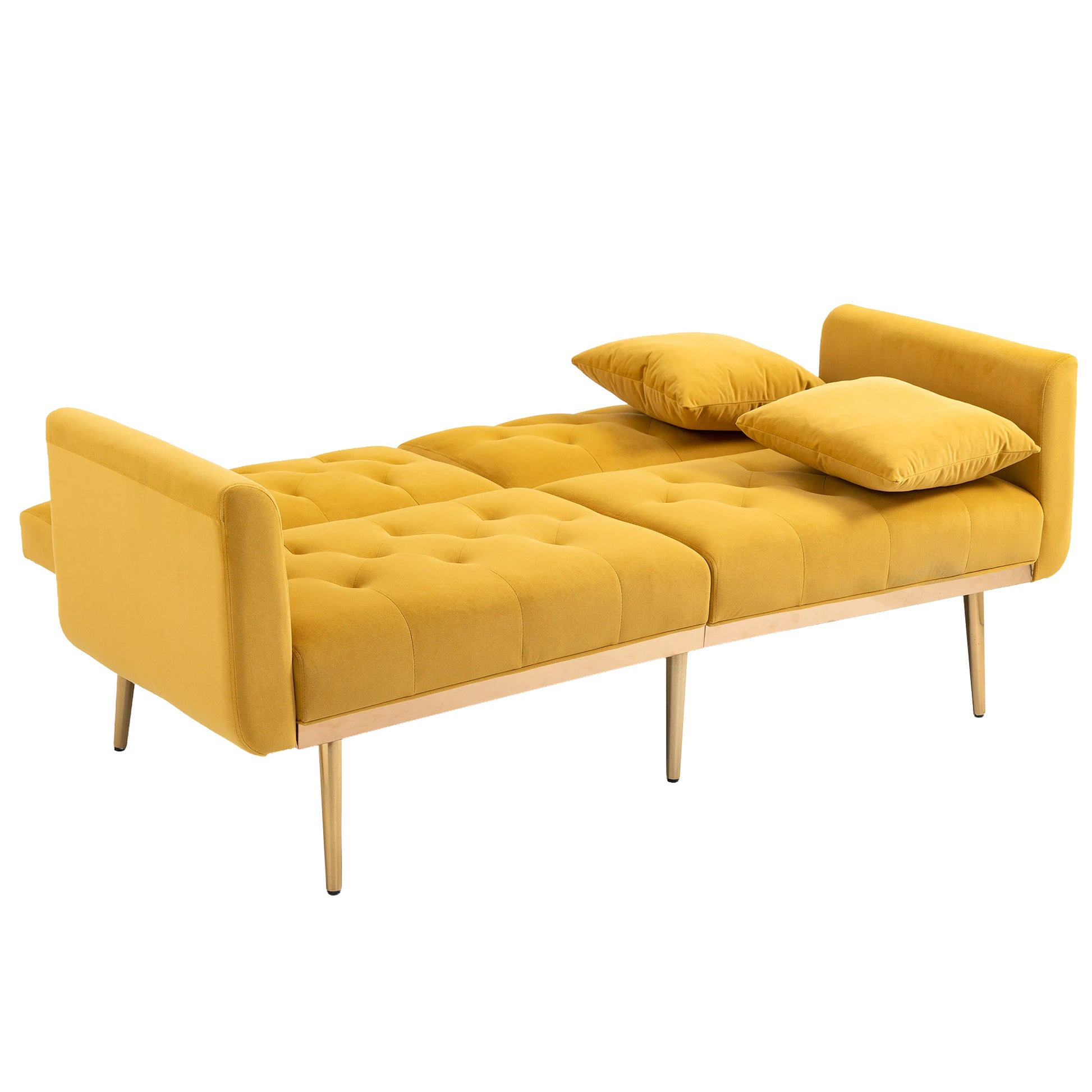 Coolmore Velvet Sofaaccent Sofa .Seat Sofa With Metal Feet Mustard Polyester