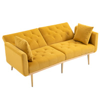 Coolmore Velvet Sofaaccent Sofa .Seat Sofa With Metal Feet Mustard Polyester