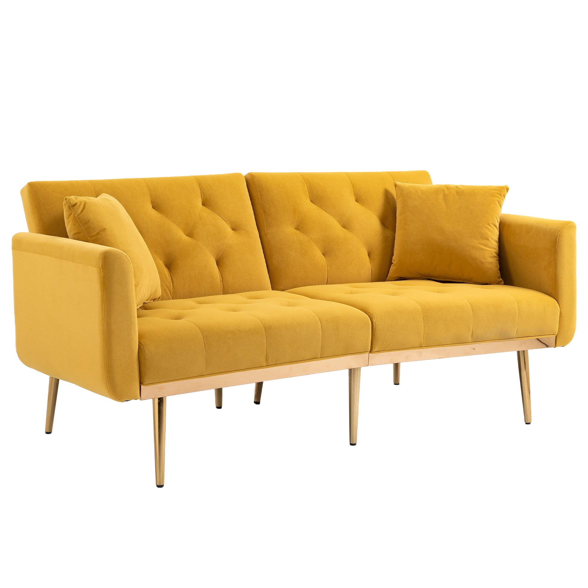 Coolmore Velvet Sofaaccent Sofa .Seat Sofa With Metal Feet Mustard Polyester