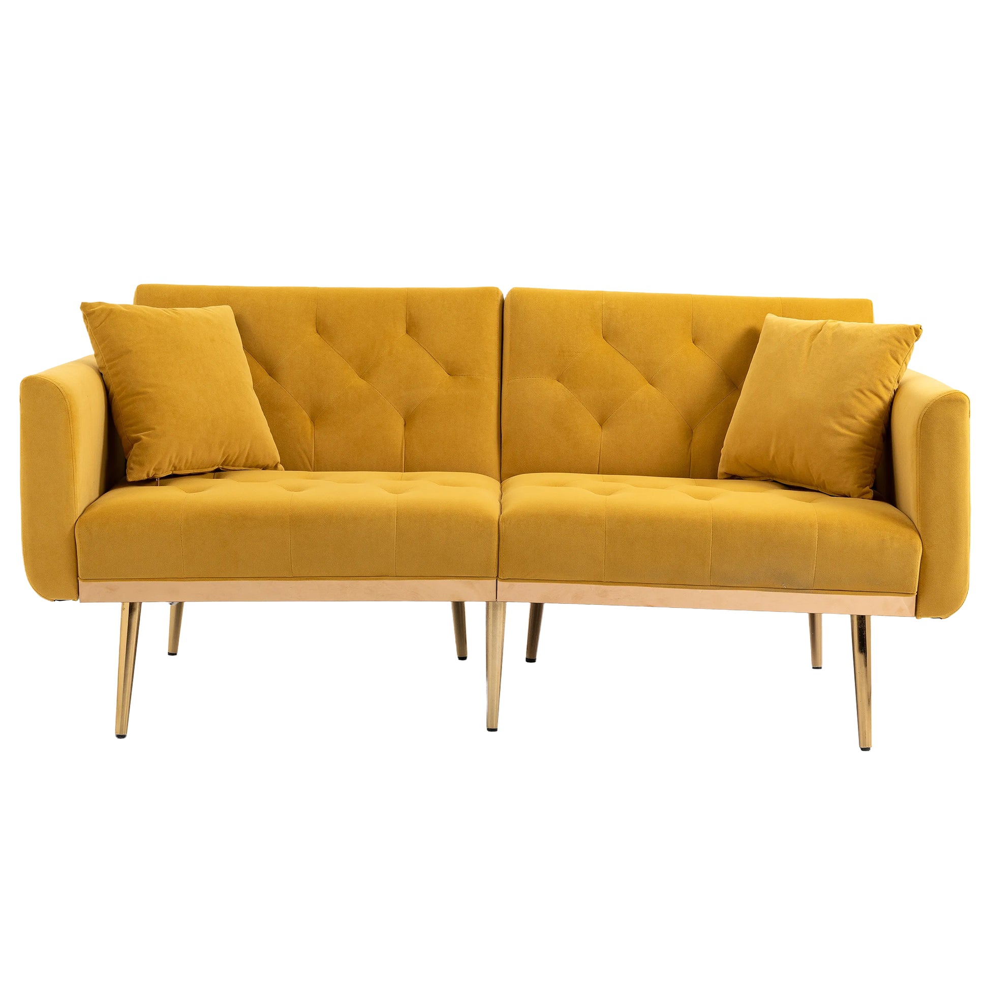 Coolmore Velvet Sofaaccent Sofa .Seat Sofa With Metal Feet Mustard Polyester