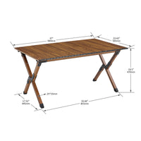 3 Piece Folding Outdoor Table And Two Chairs,Lightweight Aluminum Roll Up Square For Indoor, Outdoor Camping, Picnics, Beach,Backyard, Bbq, Party, Patio, Brown Beige Brown Beige Garden & Outdoor Modern Aluminum