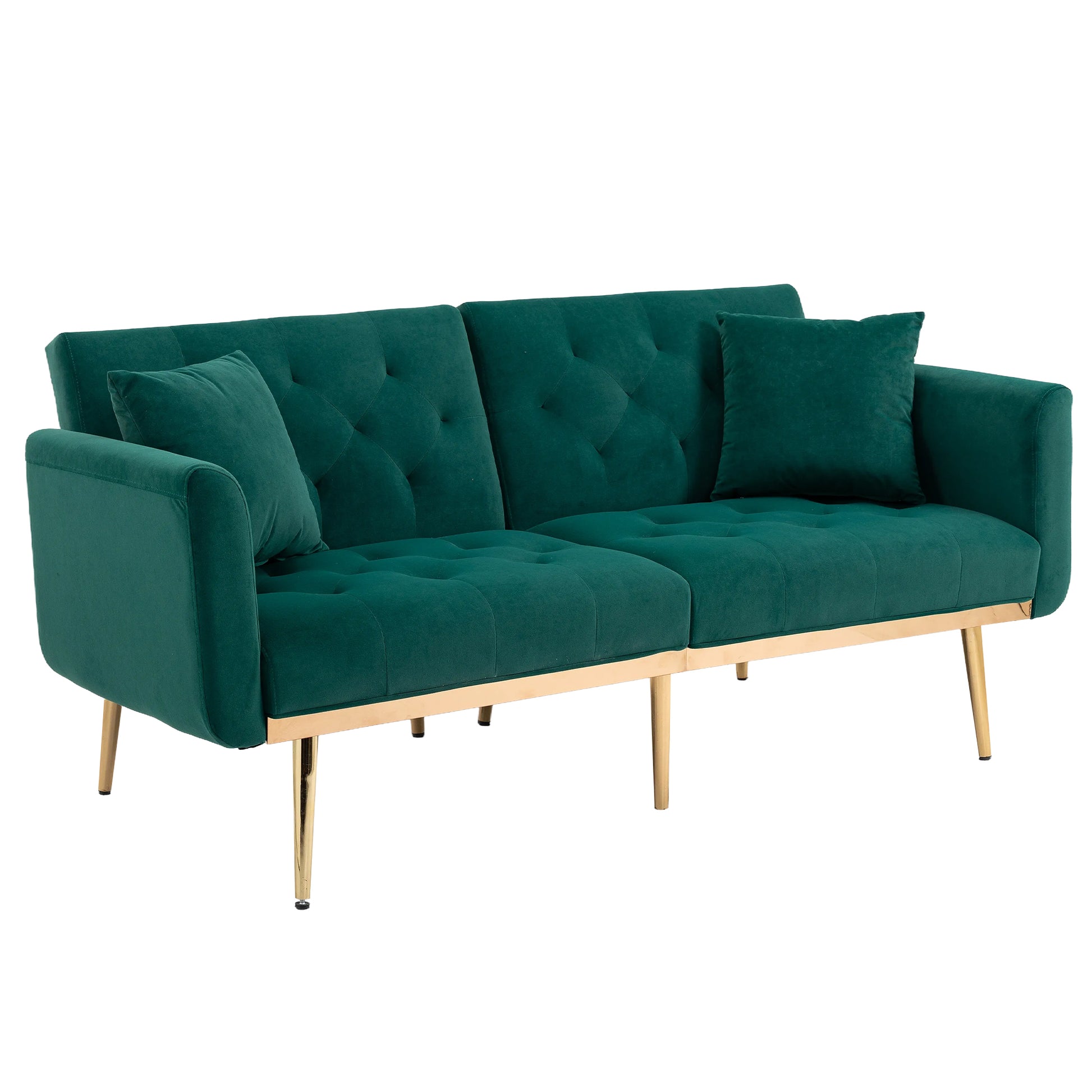 Coolmore Velvet Sofaaccent Sofa .Seat Sofa With Metal Feet Green Polyester