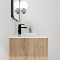 30 Inch Wall Mounting Bathroomg Vanity With Sink, Soft Close Drawer And Side Shelf G Bvb01430Imo Grb3020Mowh Imitative Oak Plywood