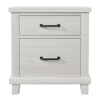 Rustic Farmhouse Style Solid Pine Wood Whitewash Two Drawer Nightstand For Bedroom, Living Room, White Old Sku:Wf301524Aak White Solid Wood Mdf