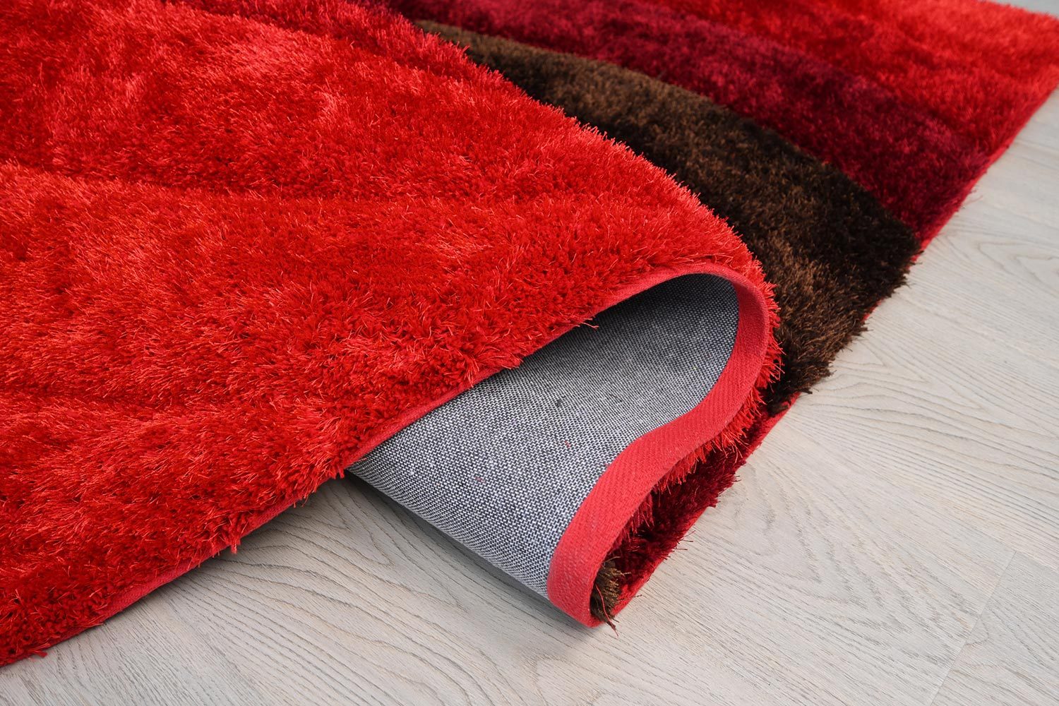 Nina 3D Red Shag Rug Red Polyester