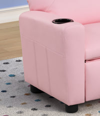 Marisa 22" Pink Pu Leather Kids Recliner Chair With Cupholder Pink Pu Leather