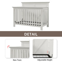 Rustic Farmhouse Style Whitewash 4 In 1 Convertible Baby Crib Converts To Toddler Bed, Daybed And Full Size Bed, White White Solid Wood Mdf