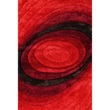 Nina 3D Red Shag Rug Red Polyester