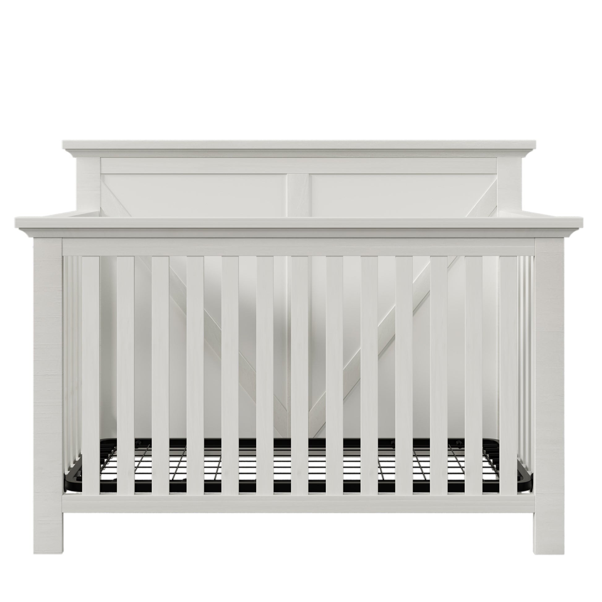 Rustic Farmhouse Style Whitewash 4 In 1 Convertible Baby Crib Converts To Toddler Bed, Daybed And Full Size Bed, White White Solid Wood Mdf