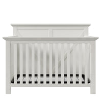 Rustic Farmhouse Style Whitewash 4 In 1 Convertible Baby Crib Converts To Toddler Bed, Daybed And Full Size Bed, White White Solid Wood Mdf