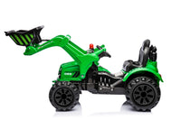 Kids Ride On Excavator, 12V Battery Powered Construction Vehicles For Kids, Front Loader With Horn, 2 Speeds, Forward Backward, Safety Belt,Treaded Wheels, Digger, Green Ride On Car Green Plastic