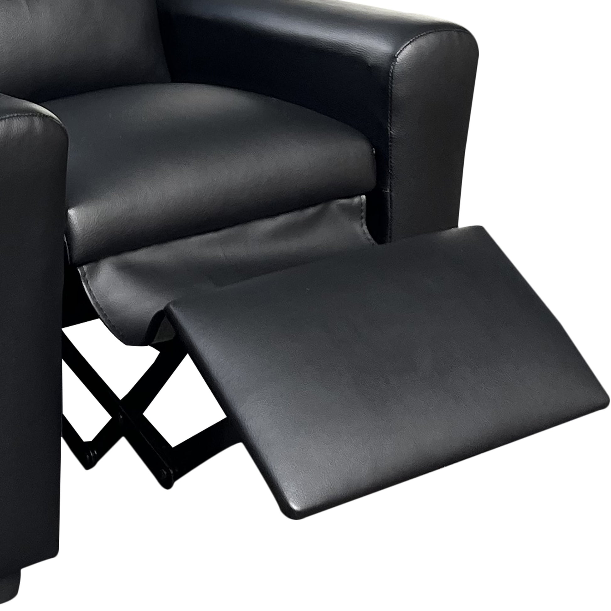 Marisa 22" Black Pu Leather Kids Recliner Chair With Cupholder Black Pu Leather