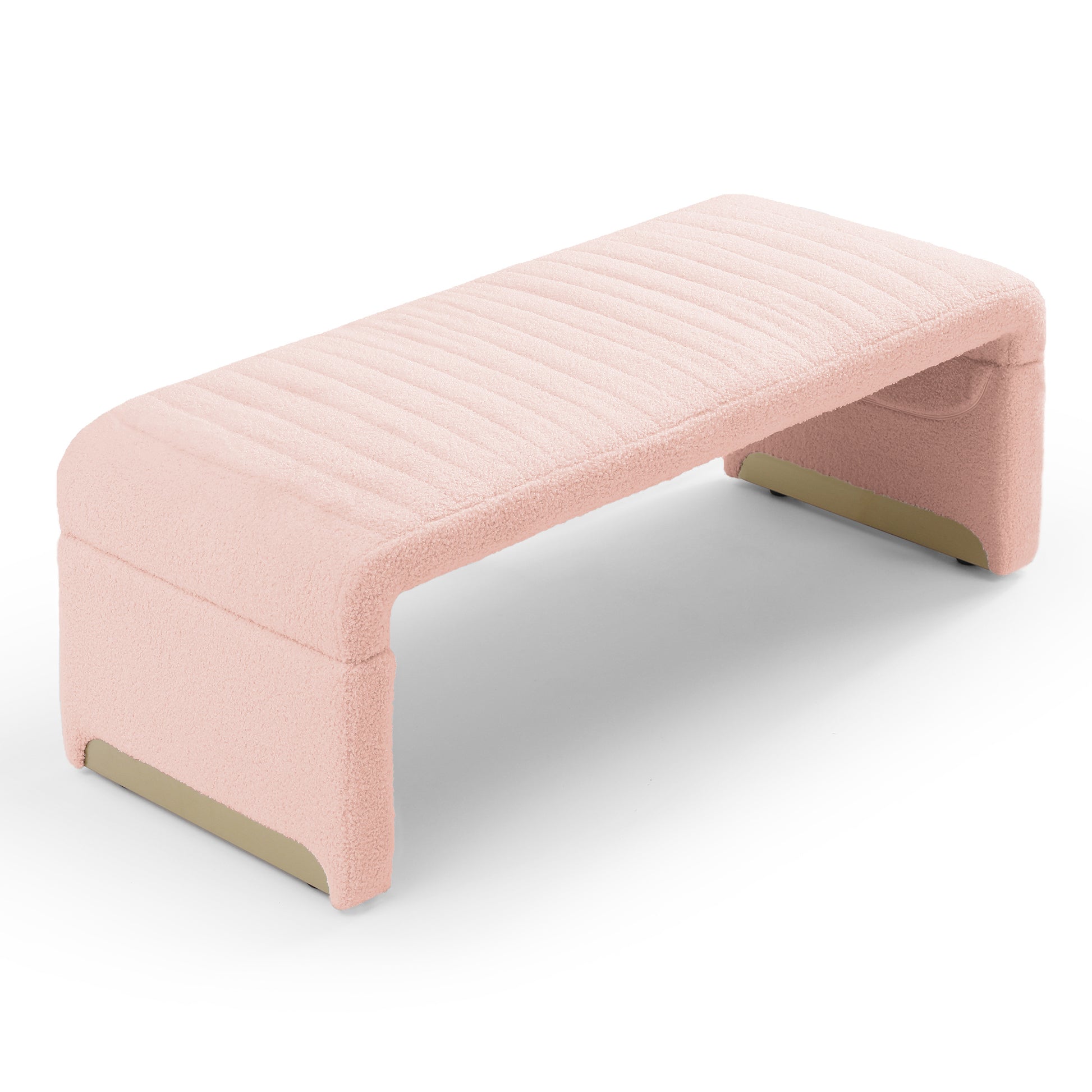 47.2'' Width Modern Ottoman Bench, Upholstered Sherpa Fabric End Of Bed Bench,Shoe Bench Footrest Entryway Bench Coffee Table For Living Room, Bedroom,Dark Pink Pink Polyester