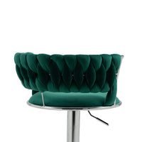 Coolmore Swivel Bar Stools Adjustable Counter Height Chairs With Footrest For Kitchen, Dining Room Emerald Velvet