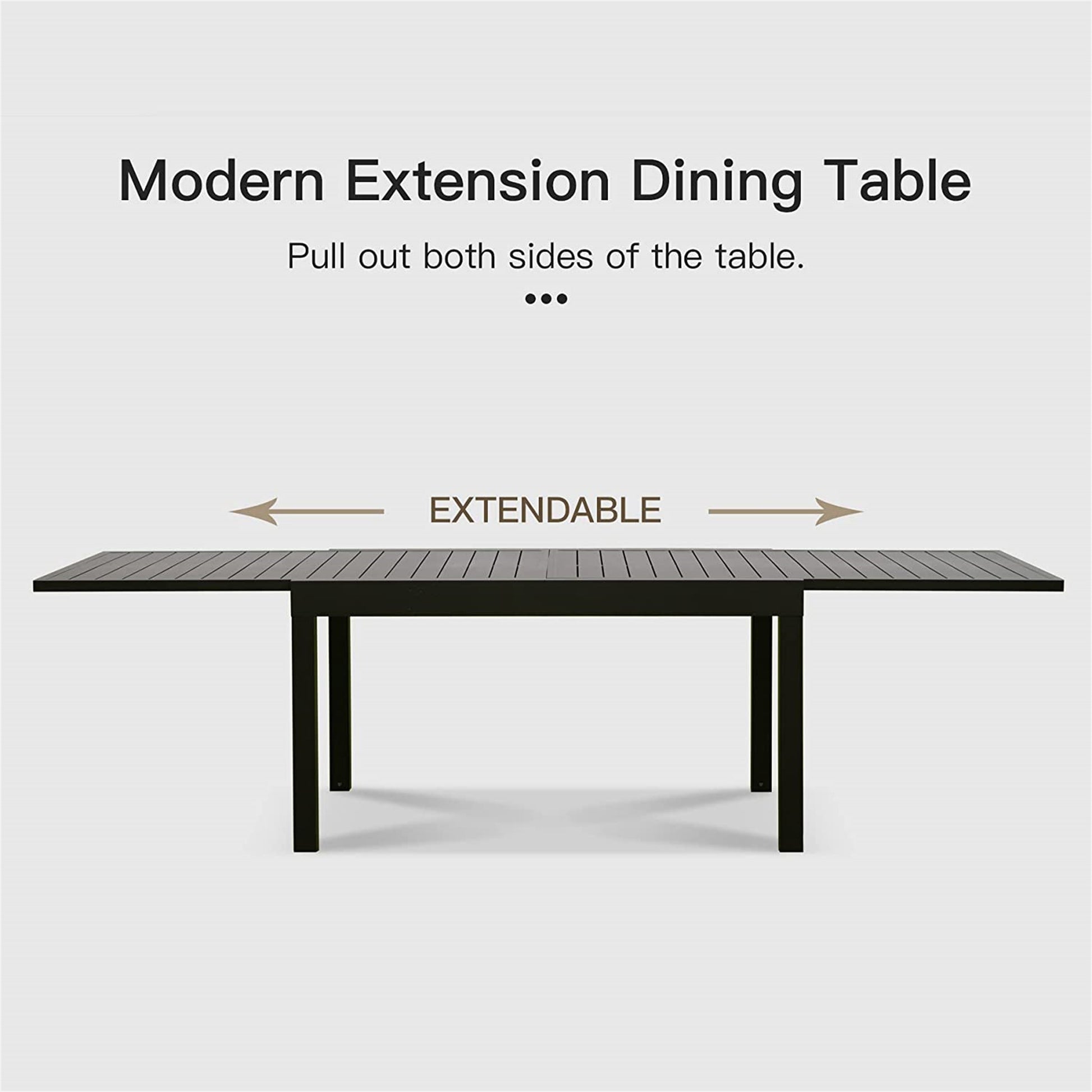 Large Extendable Patio Dining Table, Aluminum Metal Indoor Outdoor 53" 106" Adjustable For 6 8 Person Rectangular Table For Porch Backyard Balcony Garden Dark Brown,1 Table Dark Brown Aluminium