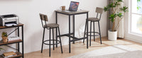 Bar Table Set With 2 Bar Stools Pu Soft Seat With Backrest, Grey, 23.62'' W X 23.62'' D X 35.43'' H Grey Particle Board