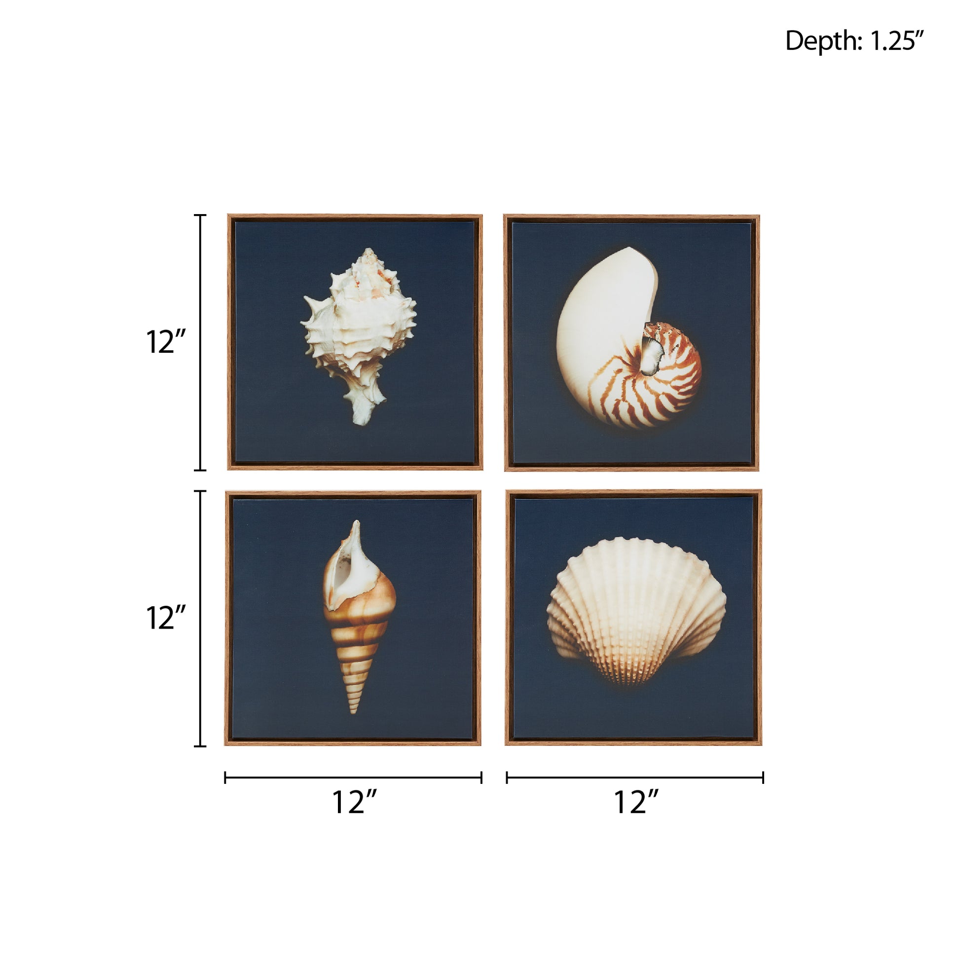 4 Piece Framed Canvas Wall Art Set Blue Mdf