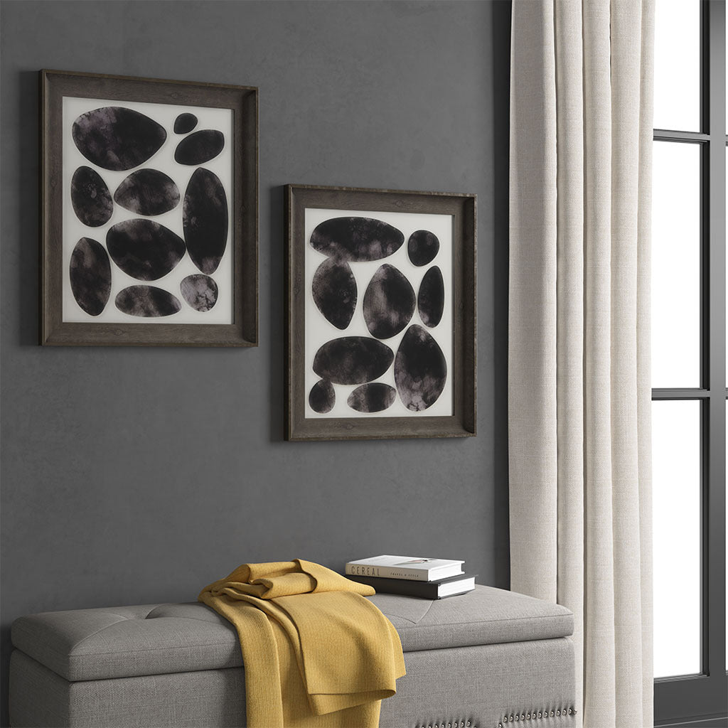 Geo Uv Printed Shadowbox 2 Piece Wall Art Set Black Mdf