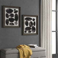 Geo Uv Printed Shadowbox 2 Piece Wall Art Set Black Mdf