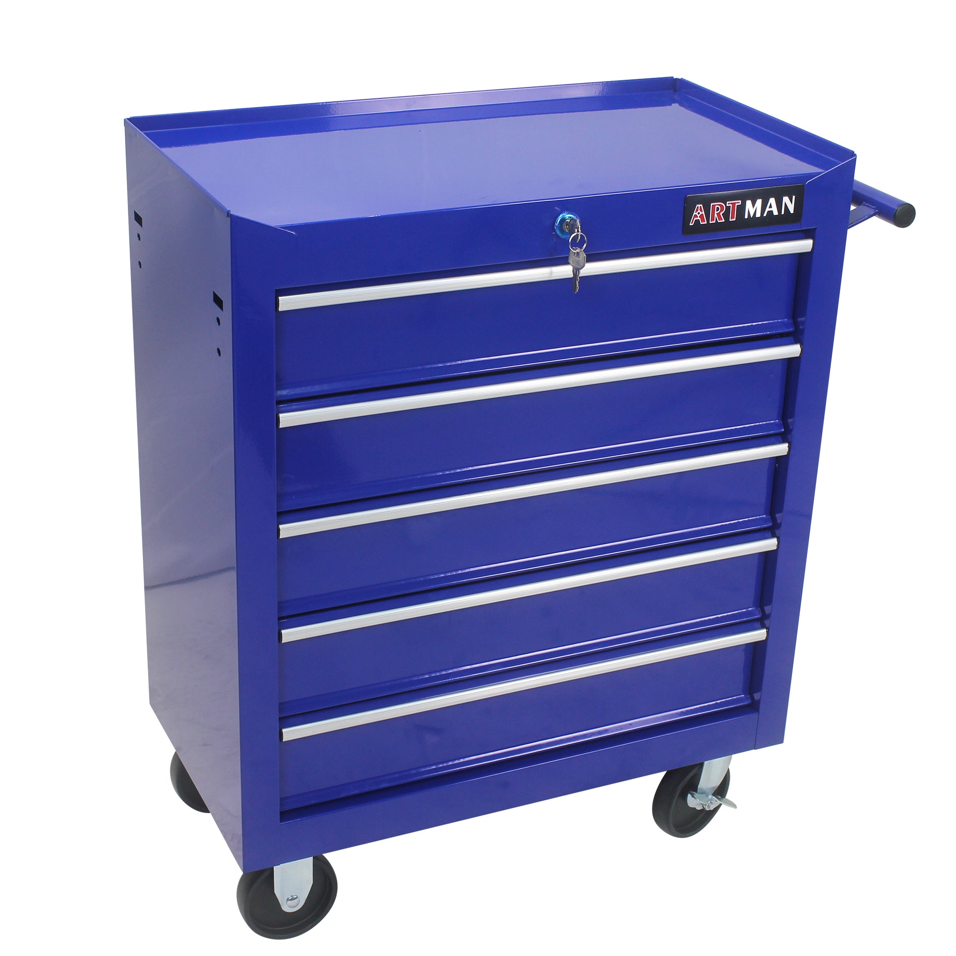 5 Drawers Multifunctional Tool Cart With Wheels Blue Blue Steel