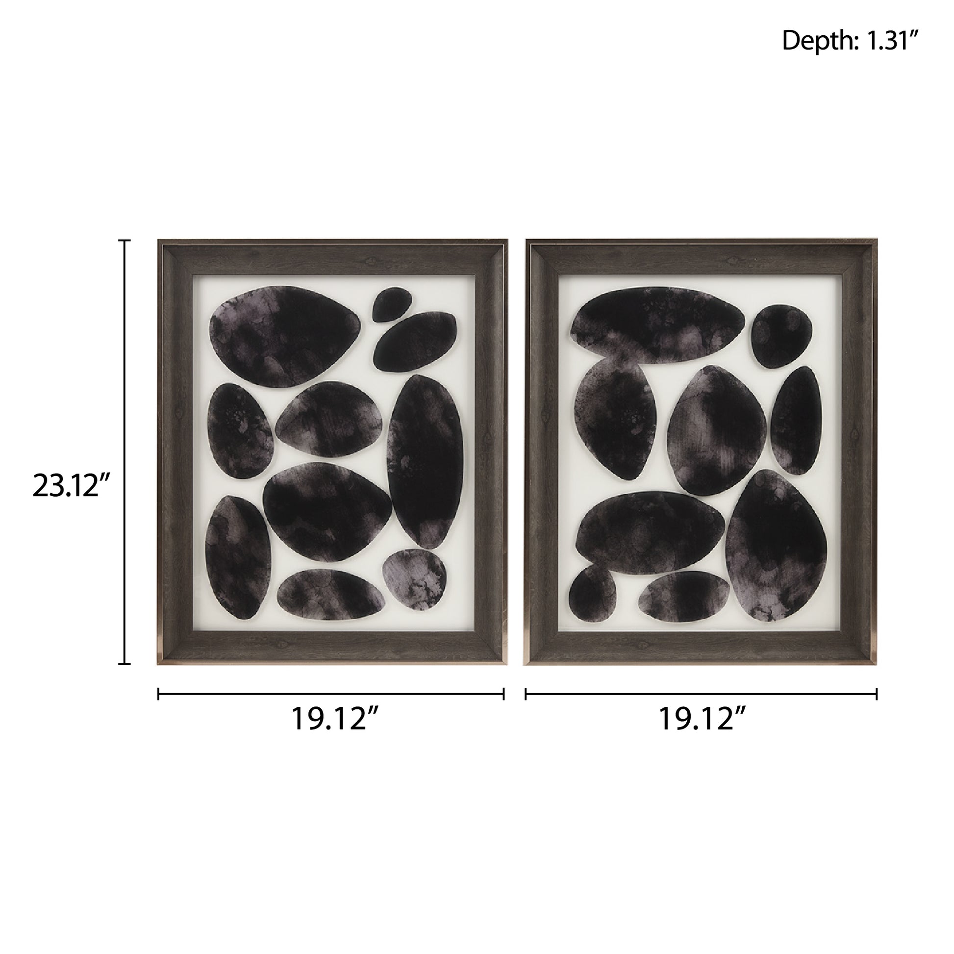 Geo Uv Printed Shadowbox 2 Piece Wall Art Set Black Mdf