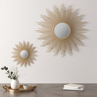 Sunburst Wall Decor Mirror 29.5"D Gold Mdf