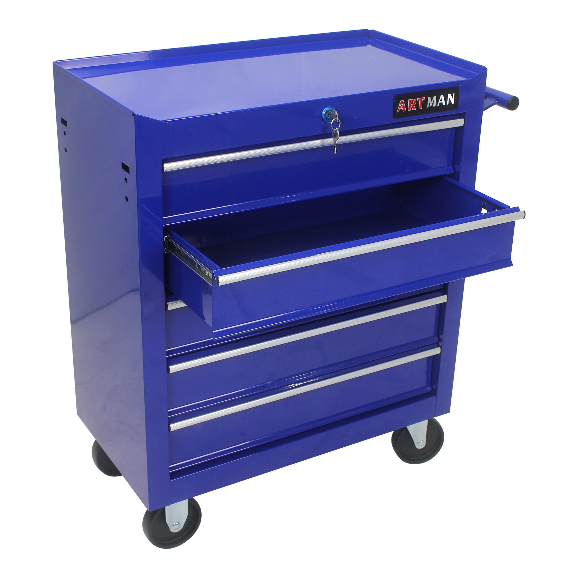 5 Drawers Multifunctional Tool Cart With Wheels Blue Blue Steel