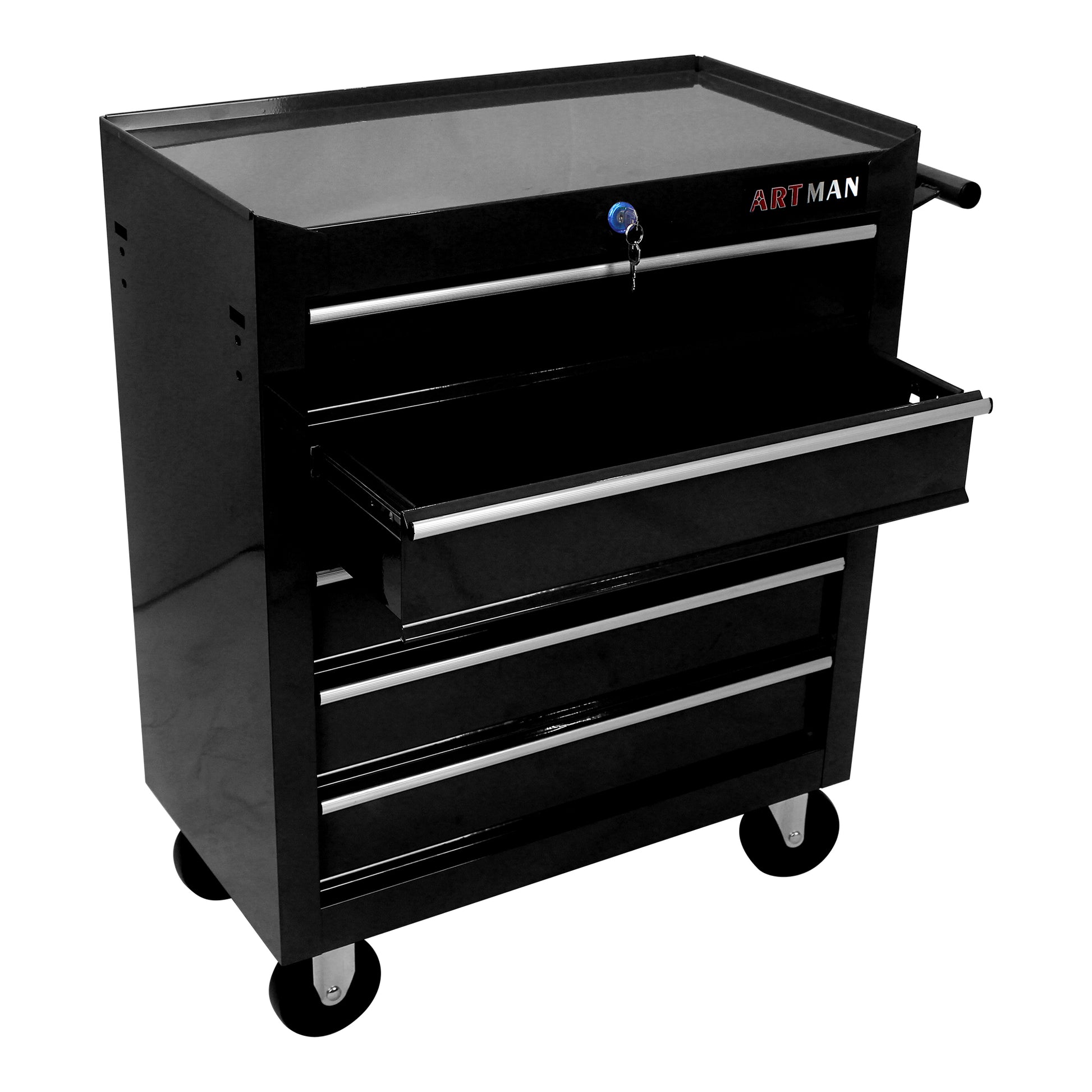 5 Drawers Multifunctional Tool Cart With Wheels Black Black Metal