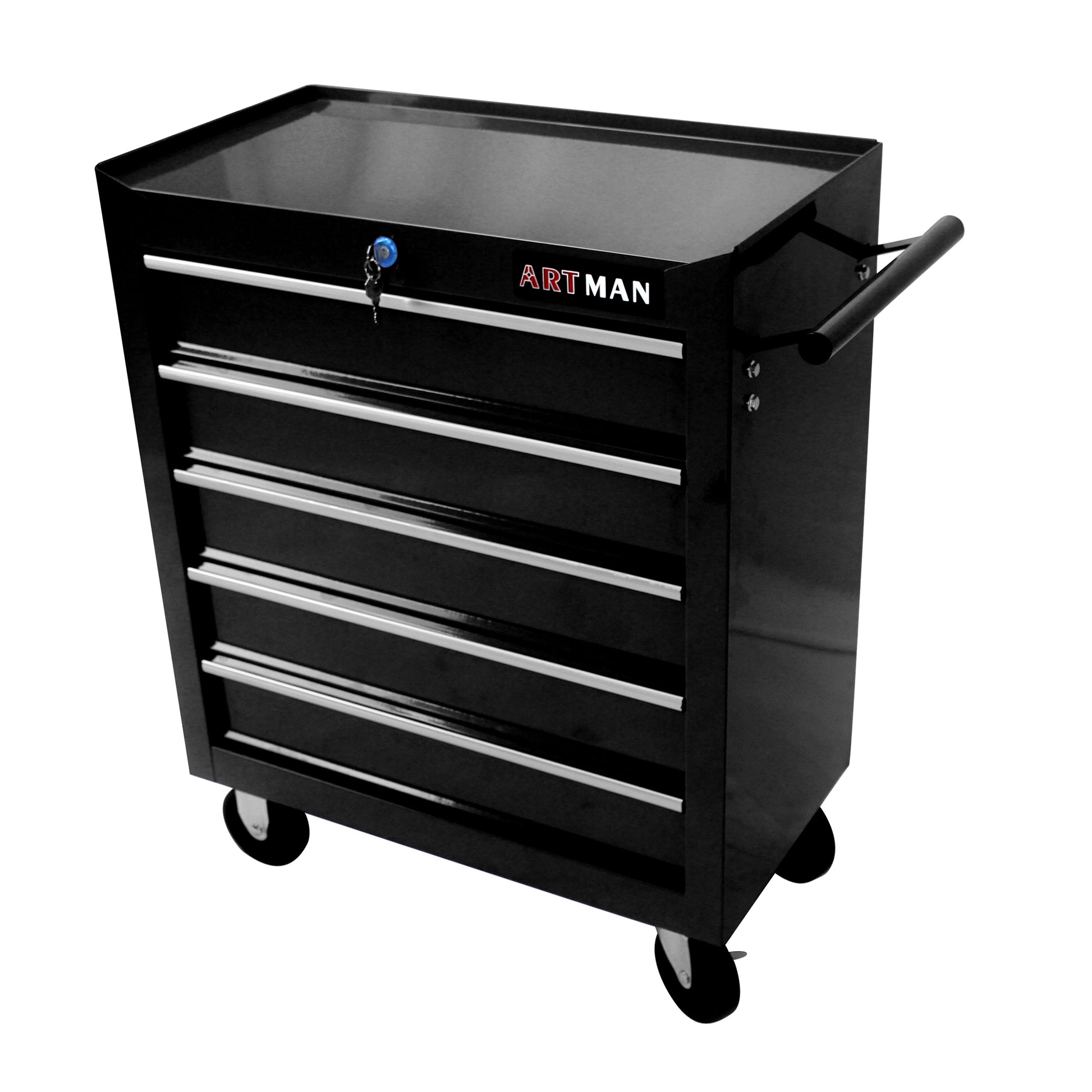 5 Drawers Multifunctional Tool Cart With Wheels Black Black Metal