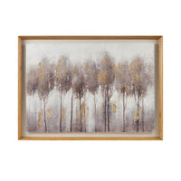Hand Painted Abstract Landscape Framed And Matted Wall Art Grey Gold Mdf