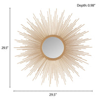 Sunburst Wall Decor Mirror 29.5"D Gold Mdf