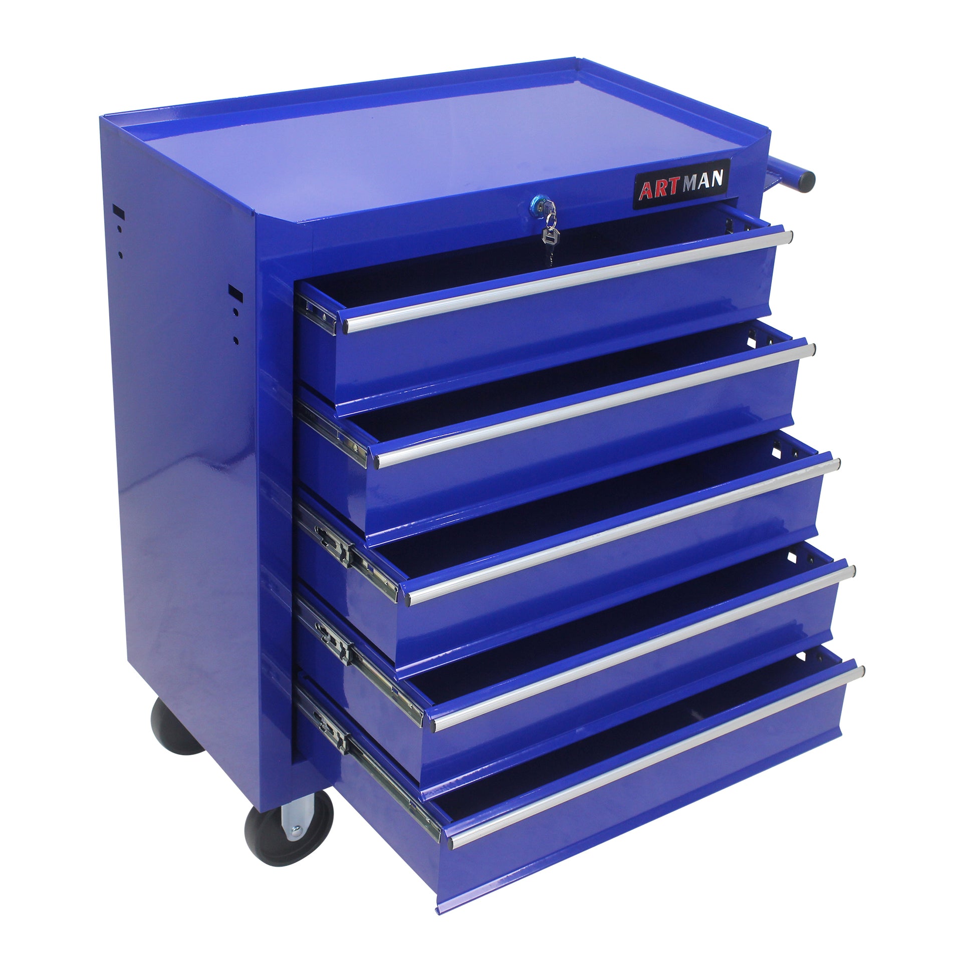 5 Drawers Multifunctional Tool Cart With Wheels Blue Blue Steel