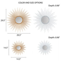 Sunburst Wall Decor Mirror 29.5"D Gold Mdf
