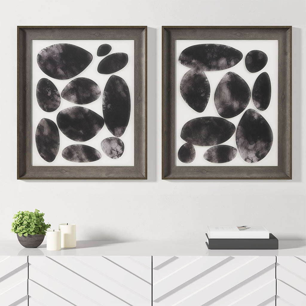 Geo Uv Printed Shadowbox 2 Piece Wall Art Set Black Mdf