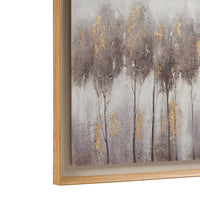 Hand Painted Abstract Landscape Framed And Matted Wall Art Grey Gold Mdf