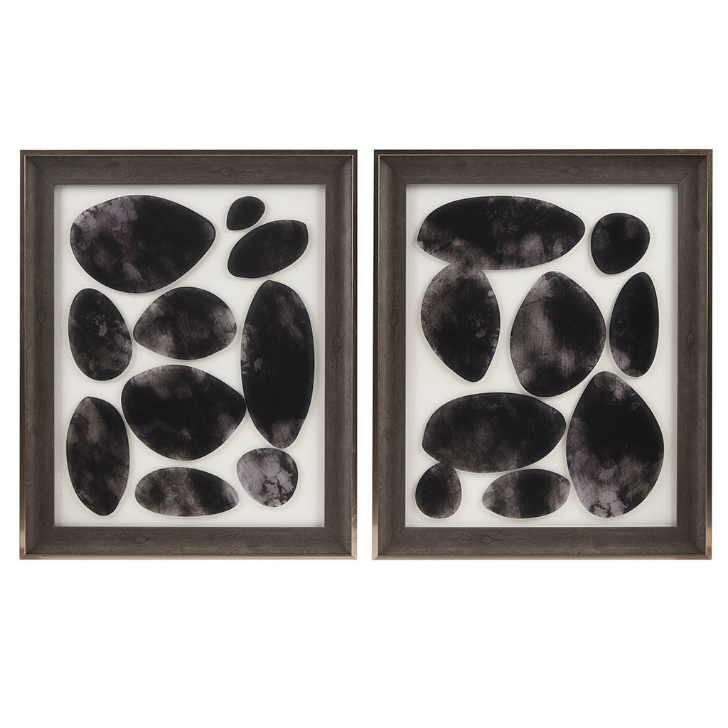 Geo Uv Printed Shadowbox 2 Piece Wall Art Set Black Mdf