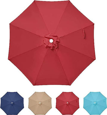 9' Patio Umbrella Replacement Canopy Outdoor Table Market Yard Umbrella Replacement Top Cover, Red Red Polyester