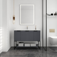 48 Inch Freestanding Bathroom Vanity With Resin Basin,48X18 1 Rock Grey 2 Bathroom Freestanding Plywood