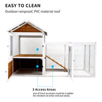 77"Large Outdoor Chicken Coop Wooden Chicken Coop, Duck Coop With Nest Box, Bird Cage, Rabbit Cage Waterproof Pvc Board Yellow Brown Gradient 80 L Yellow Brown Solid Wood